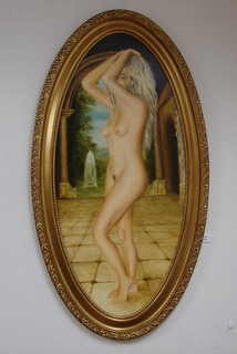 Karin, olej na plátně, 125×67cm, rám-zrest. antik, 17 000,-kč