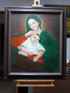 Madona s dítětem, olej na plátně, 92×78cm, 11 400,-kč