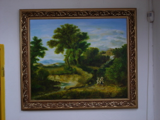 Romantická krajina, olej na plátně, 94×109cm, 16 500,-kč