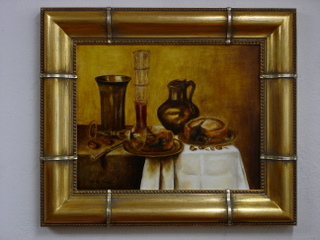 Zátiší s borůvkovým koláčem, olej na plátně, 58×68cm, 6900,-kč